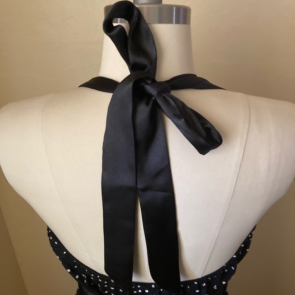 Grace Karin Women’s  Dress Black White Polka Dot Halter Retro Swing Size 14 NWOT - Picture 8 of 10